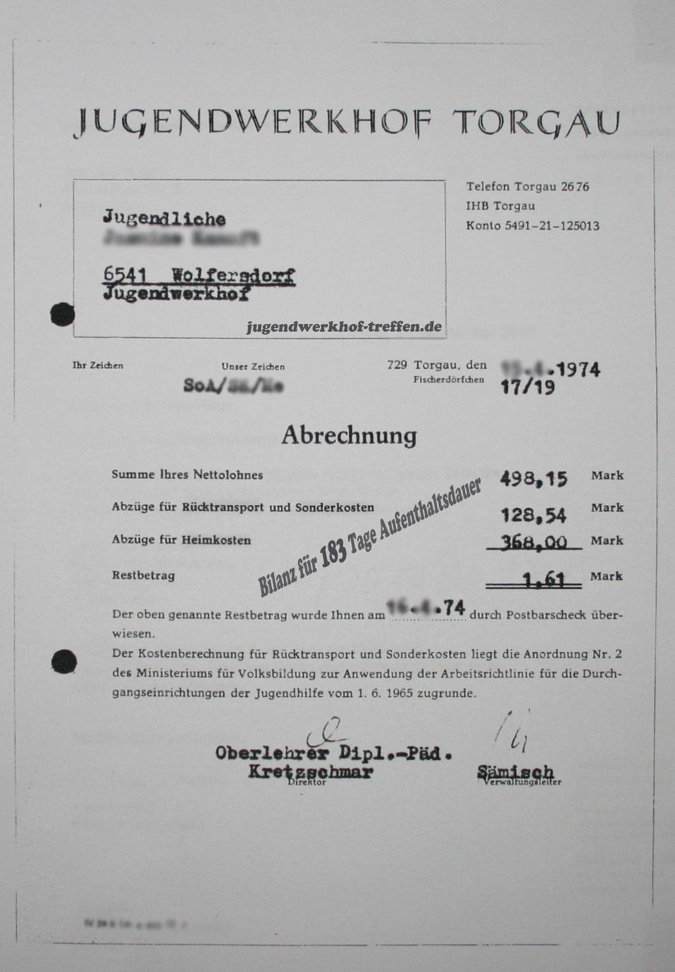 Abrechnung Geschlossener Jugendwerkhof Torgau Abrechnung Geschlossener Jugendwerkhof Torgau